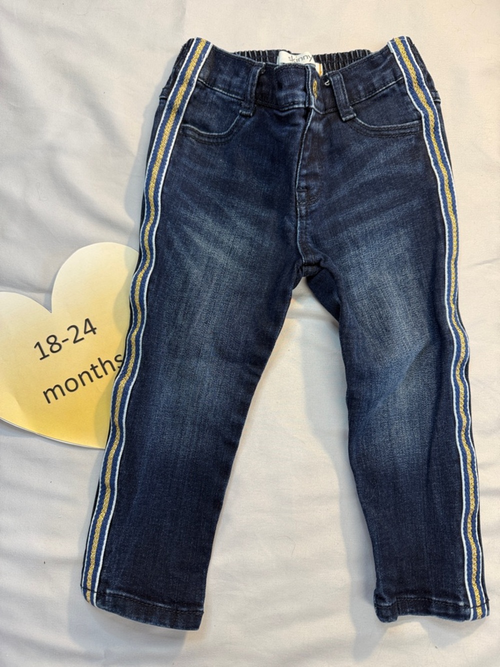 Gymboree - LIKE NEW- Skinny Jeans with Gold & White Stripes